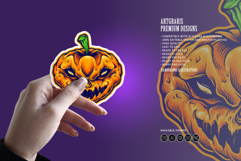 Halloween Skull Monster Carved Mascot
