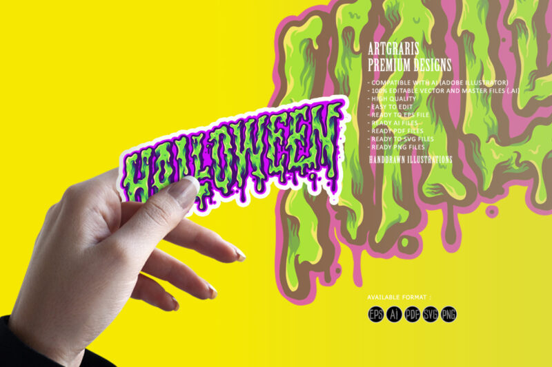 Halloween Typeface Trippy Color Illustrations