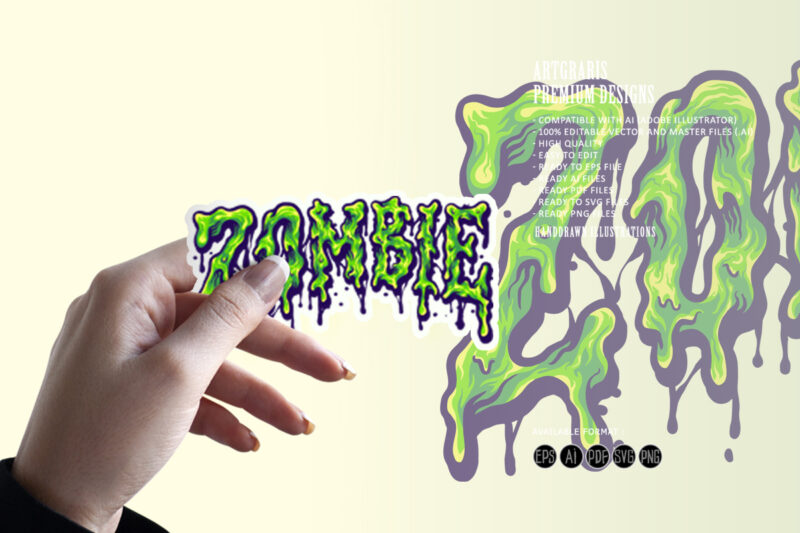 Zombie Horror Typeface Melt Illustrations