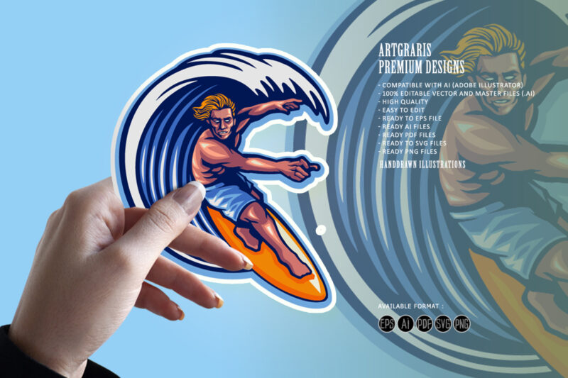 Surfing man Summer Extreme Logo