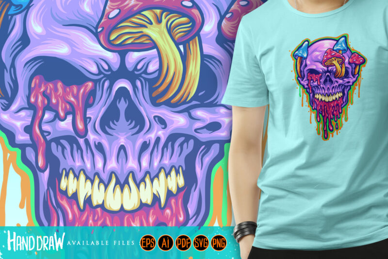 Magic Trippy Skull Mushroom Psychedelic Illustrations