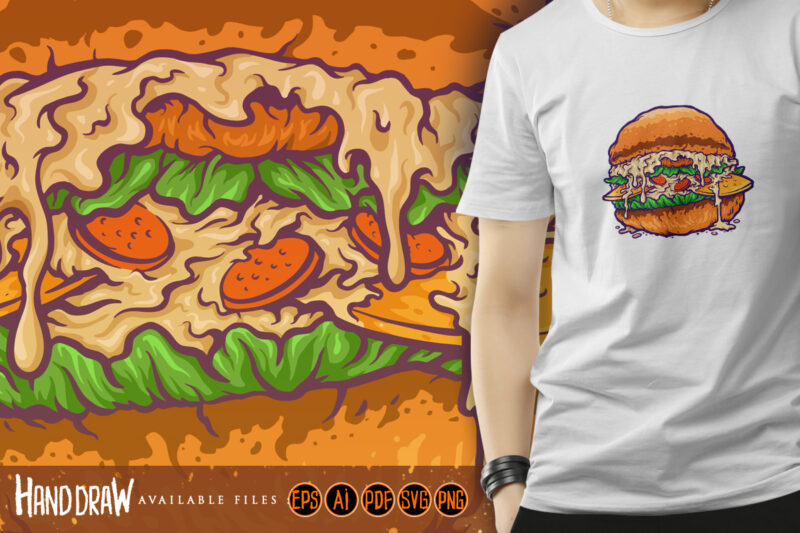 Hamburger Fastfood Cartoon Style