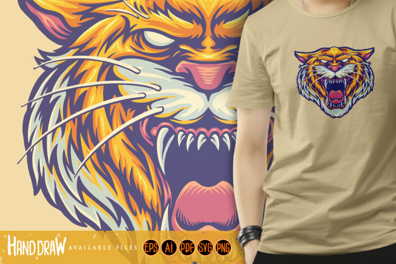 Tiger Head Angry Mascot Illustration