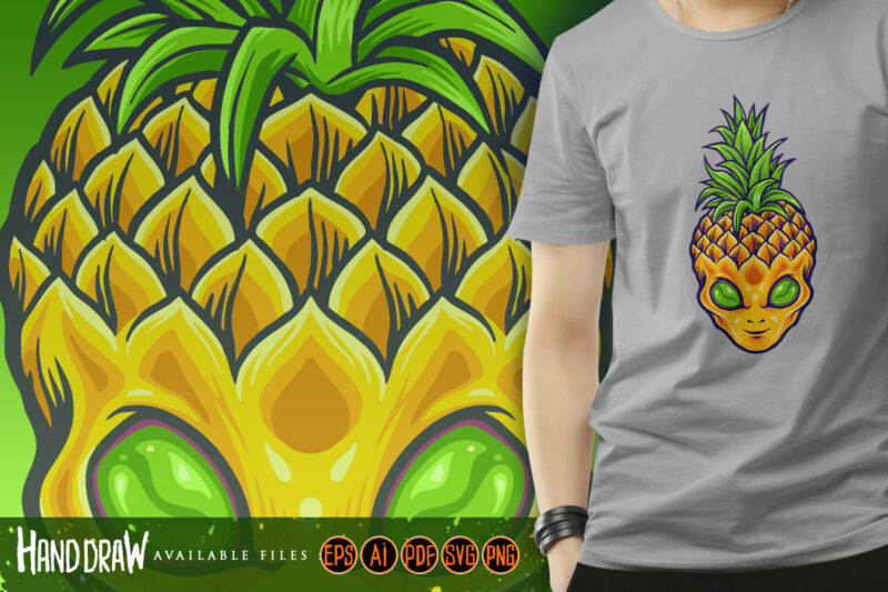 Alien Pineapple Mascot Logo Summer Holiday