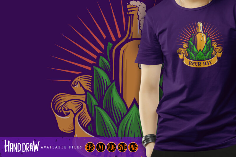 Beer Day Brewery icon Bootle and Banner Illustrations