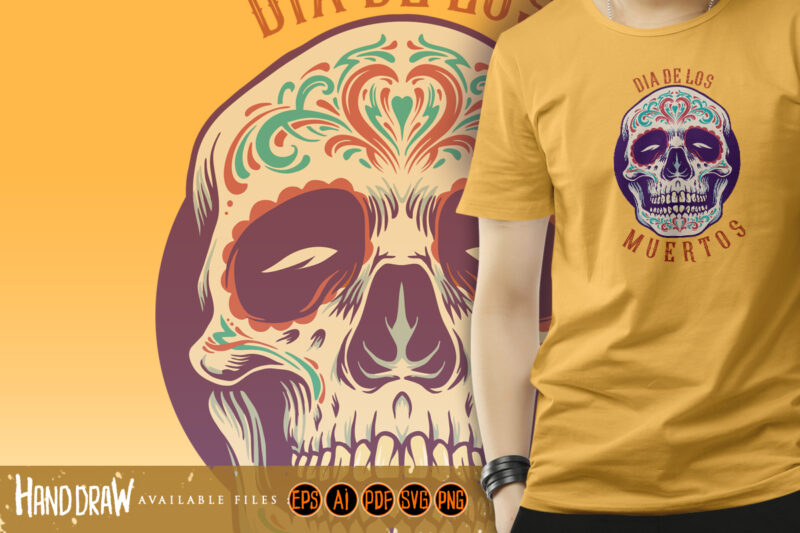 Mexican Sugar skull Dia De Los Muertos Illustrations