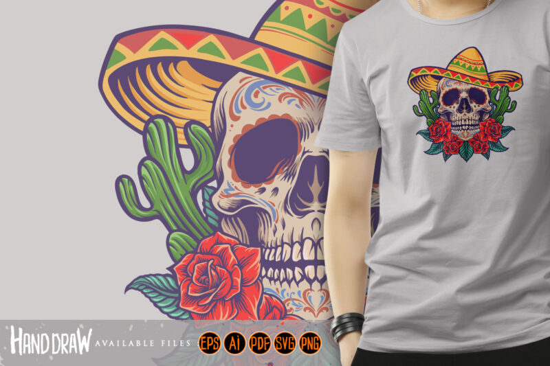 Cinco de Mayo Mexican Skull Logo Mascot