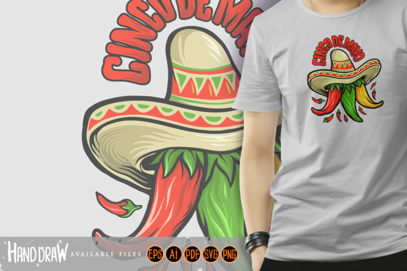 Logo Restaurant Cinco de Mayo Mexican Chili Mascot