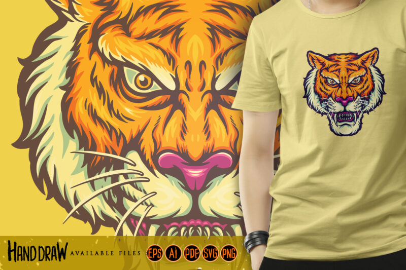 Angry Tiger Head Mascot Illustrations