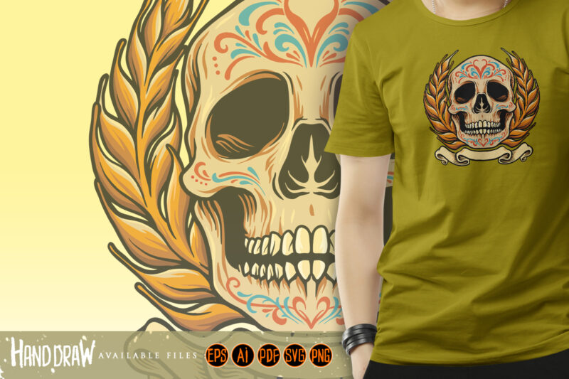 Mexico Skull Muertos with Banner Illustrations