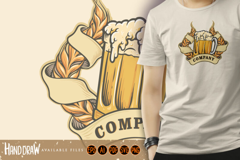 Wheats a glass Beer Badge Illustrations