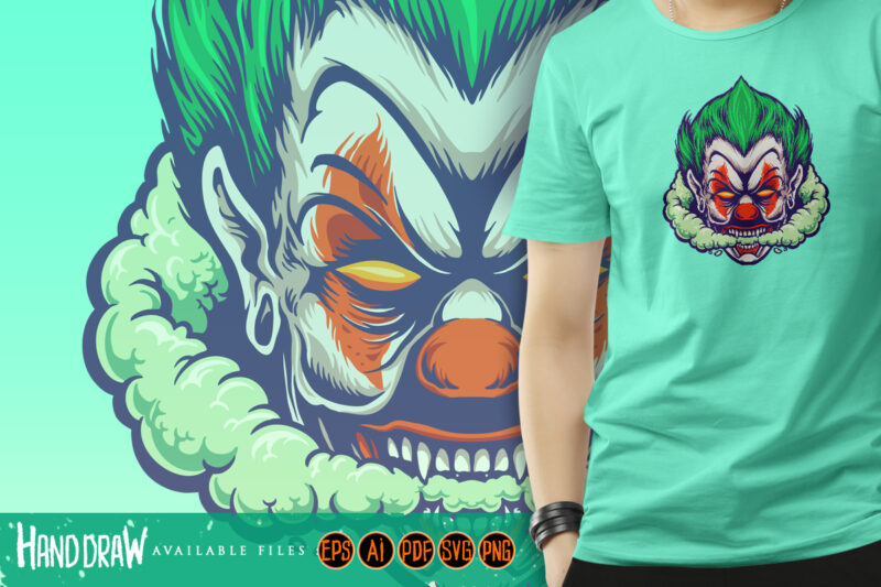 Angry Head Joker Smoking Joint Cloud