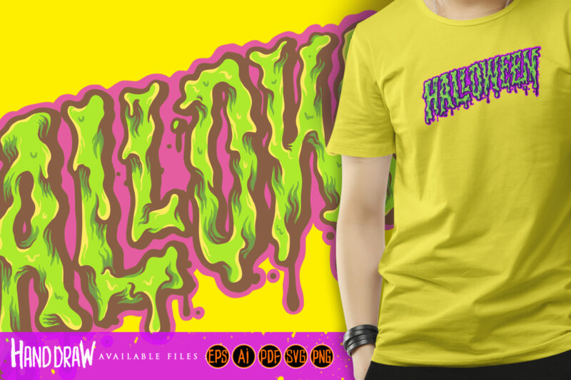 Halloween Typeface Trippy Color Illustrations