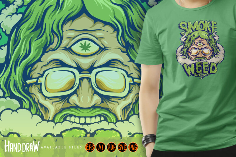 Smoke Hippie Weed Vintage Mascot - Buy t-shirt designs