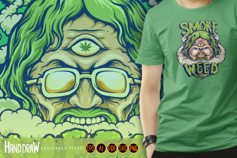 Smoke Hippie Weed Vintage Mascot