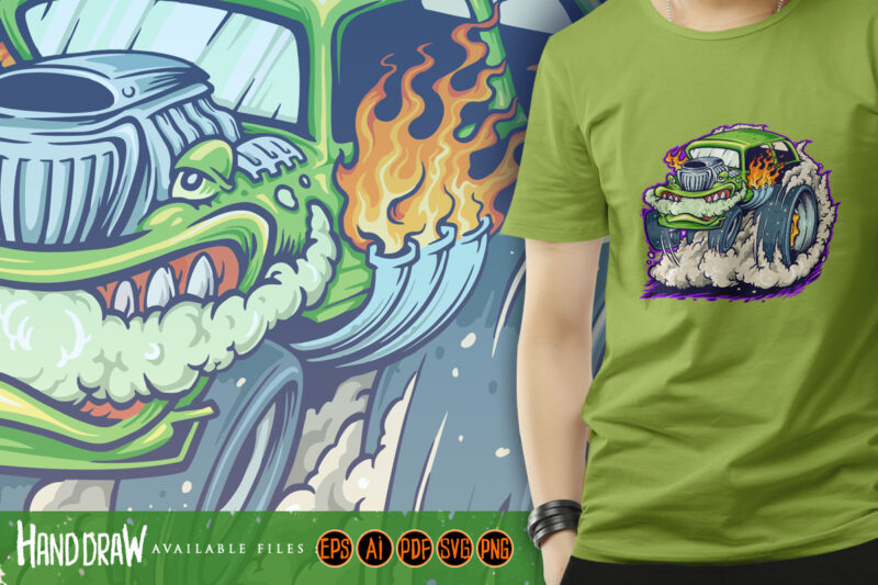 Hot Road Car Monster Vape Illustrations