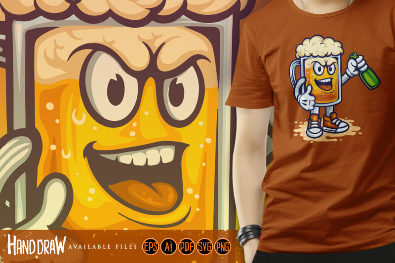 Beer Glass Smile Mascot Illustrations