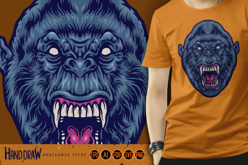 Angry beast gorilla head Illustrations