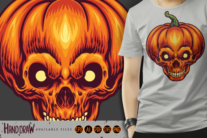 Halloween jack o lantern pumpkin skull head