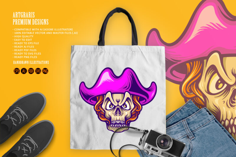 Pirates Candy Skull Mascot Illustrations