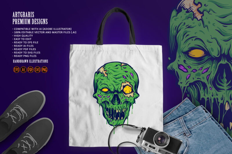 Skull Zombie isolated Illustrations