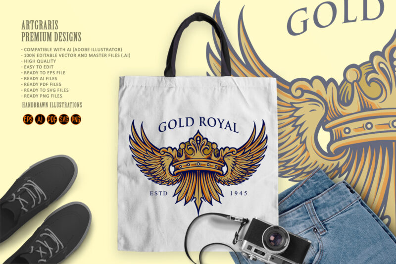 Golden Royal Crown Elegant Logo