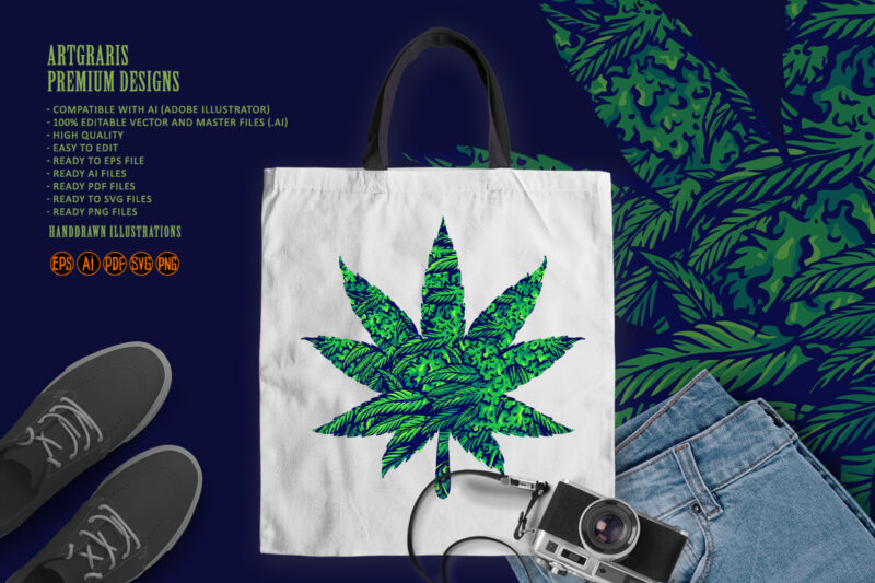 Cannabis Marijuana Leaf Illustrations