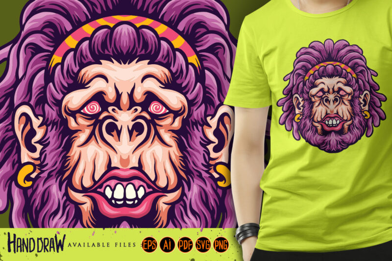 Trippy Kiss Female Gorilla Cartoon Illustrations