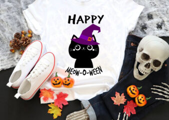 Happy Halloween Cat Svg, Happy Meow O Ween Svg, Cat Halloween Svg, Halloween Svg, Black cat svg