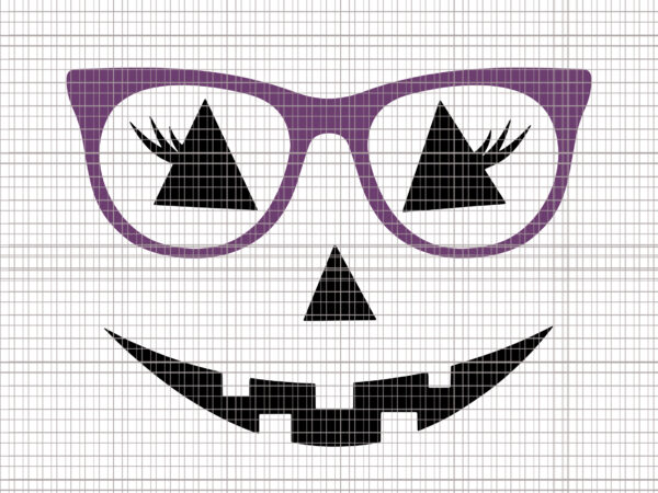 Womens halloween svg, women girls pumpkin halloween svg, pumpkin svg, halloween svg, jack o lantern face pumpkin purple glasses, jack o lantern svg t shirt design for sale