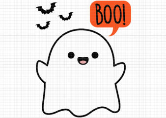 Boo Ghost Spooky Bats Halloween, Cute Ghost Svg, Boo Svg, Halloween Svg, Bat Svg