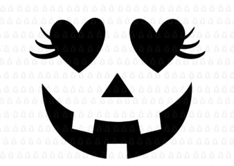 Heart Eye Jack O’ Lantern Svg, Eyelashes Women Svg, Jack O’ Lantern Svg, Halloween Svg