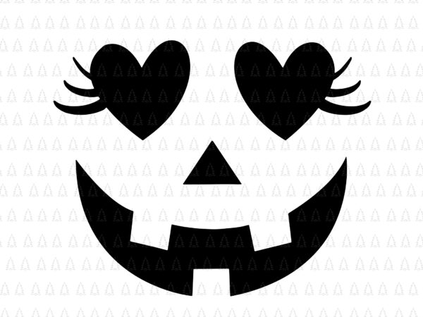 Heart eye jack o’ lantern svg, eyelashes women svg, jack o’ lantern svg, halloween svg graphic t shirt