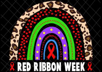 Red Ribbon Week Svg, We Wear Red Svg, Red Ribbon Week Awareness Leoopard Rainbow Svg