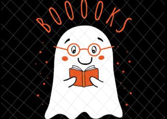Booooks Svg, Halloween Teacher Librarian Books Reading Ghost Pun Booooks Svg, Ghost Books Svg, Teache Ghost Svg