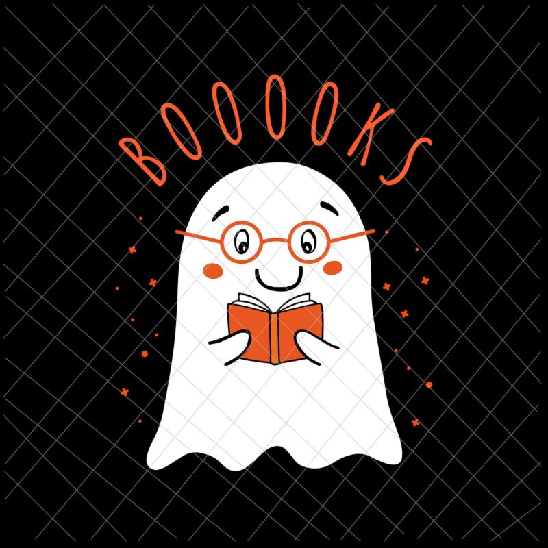 Booooks Svg, Halloween Teacher Librarian Books Reading Ghost Pun Booooks Svg, Ghost Books Svg, Teache Ghost Svg