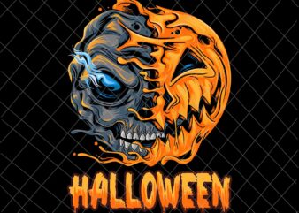 Halloween Pumpkin Skull Zombie Svg, Skull Halloween Svg, Pumpkin Skull Png, Pumpkin Halloween Png