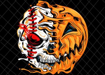 Halloween Pumpkin Skull Zombie Svg, Pumpkin Baseball Skull Svg, Pumpkin Skull Png, Baseball Pumpkin Png