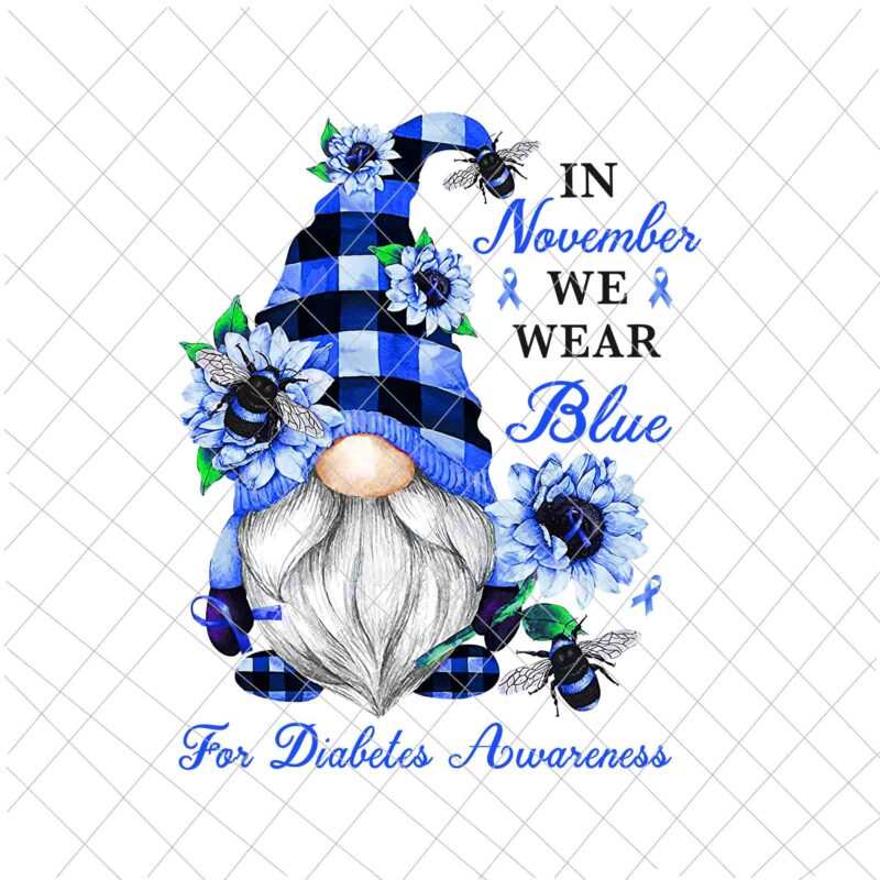 In November We Wear Blue Png, For Diabetes Awareness Png, Gnomes Diabetes Awareness Png