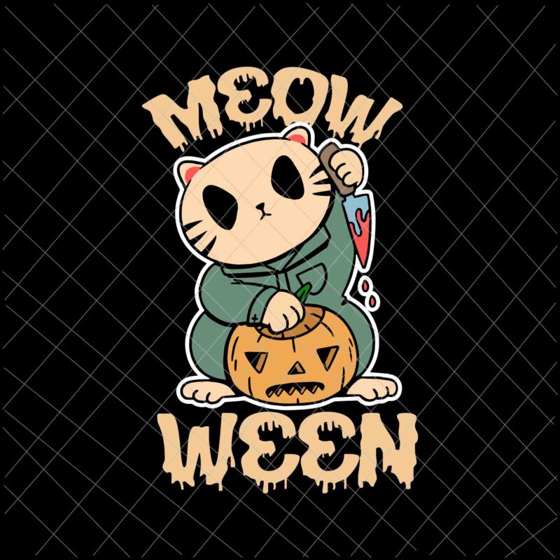 Meow Ween Svg, Halloween Cat Svg, Funny Cat Halloween Svg, Michael Myers Cat Svg, Michael Myers Halloween Svg