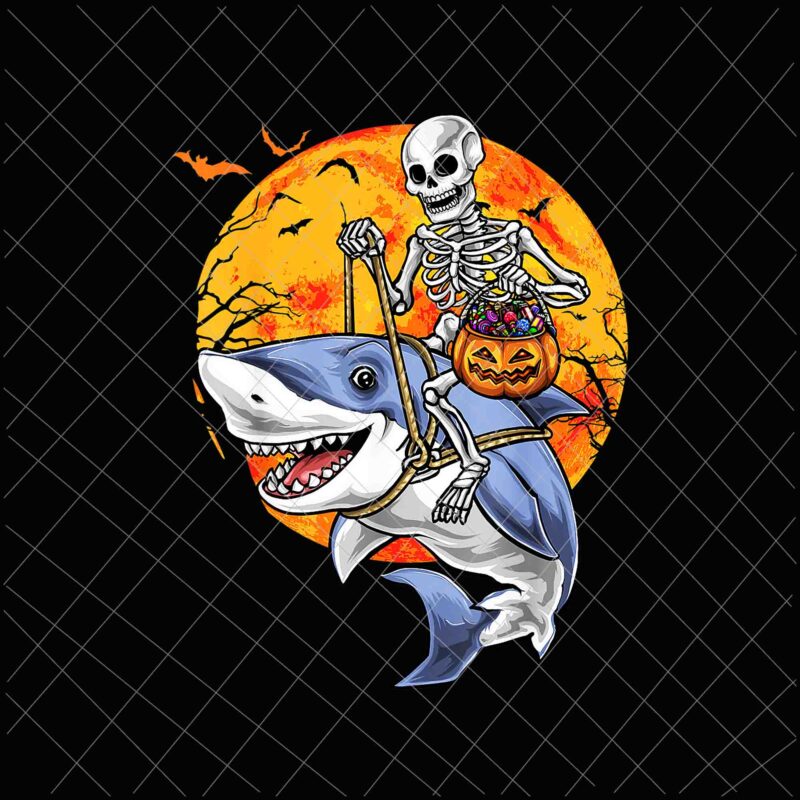 Halloween Skeleton Shark Png, Skeleton Shark Design, Skeleton Halloween Png, Shark Halloween Png