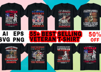 55+ Print ready best selling Veteran T-Shirt