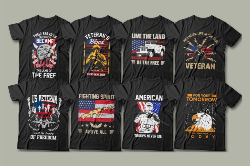 American veteran t shirt designs bundle vector, military, army, america ...