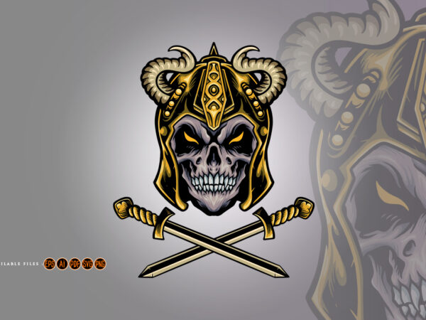 Viking skull warrior with helm blade mascot t shirt vector art