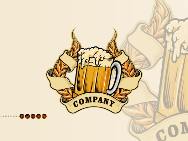 Wheats a glass beer badge illustrations t shirt design for sale Wheats a glass beer badge illustrations t shirt design for sale