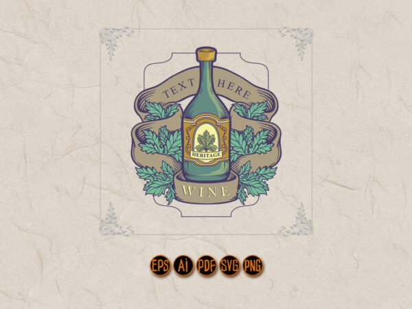 Winery bottle badge vintage label logo t shirt design for sale