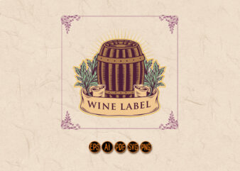 Winery Label Classic Logo Illustrations t shirt design for sale