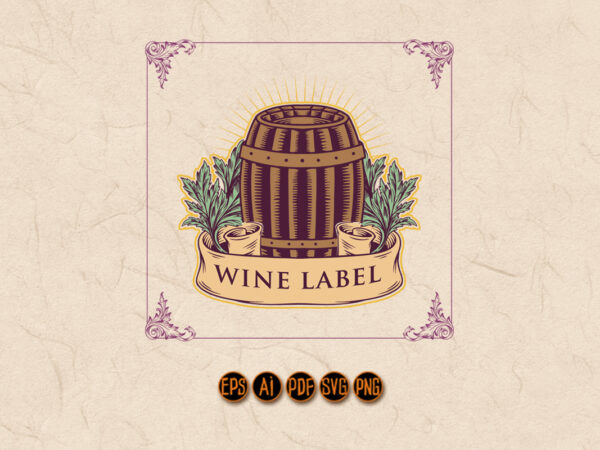 Winery label classic logo illustrations t shirt design for sale