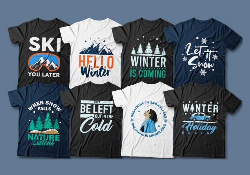 Winter quotes t-shirt designs bundle, Cold winter season quotes, Warm winter