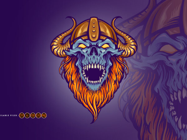 Zombie angry skull horned helmet mascot t shirt graphic design
